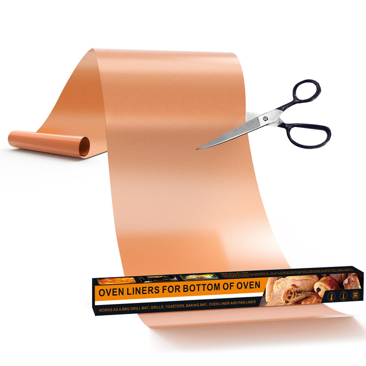 UBeesize 75inch roll Large Copper Oven Liners for Bottom of Oven BPA and PFOA Free,Thick Heavy Duty Non Stick Teflon Oven Mats for Electric, Gas, Toaster，Convection, Microwave Ovens and Grills 75inch Roll Liner