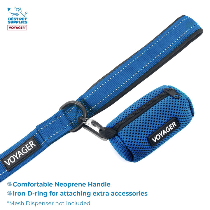 Voyager Step-in Lock Dog Harness w Reflective Dog Leash Combo Set with Neoprene Handle 5ft - Supports Small, Medium and Large Breed Puppies/Cats by Best Pet Supplies - Royal Blue/Black Trim, S Harness Leash Set (Royal Blue/Black Trim) S (Chest: 15 - 18")