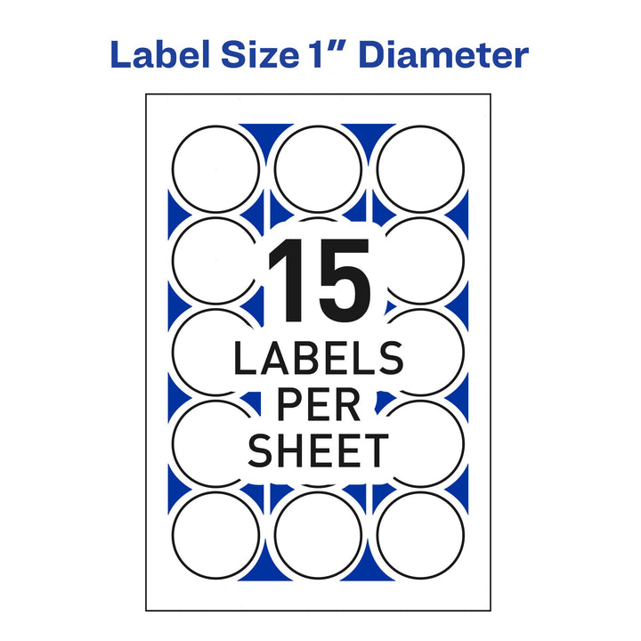 Avery Mailing Seals, 1" Round Labels, White, 600 Printable Mailing Labels (05247) 1" diameter