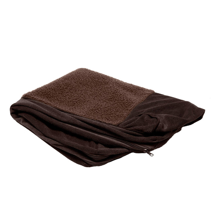 Furhaven Replacement Dog Bed Cover Sherpa & Chenille Sofa-Style, Machine Washable - Coffee, Large Cover Only 36.0"L x 27.0"W x 0.3"Th (Sherpa & Chenille) Coffee