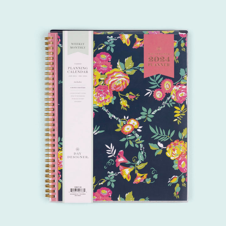 Blue Sky Day Designer 2024 Weekly and Monthly Planner, 8.5" x 11", Clear Pocket Cover, Wirebound, Peyton Navy (103617-24) 8.5" x 11" New Version