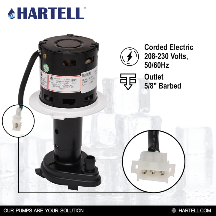 HARTELL HRIM-4-230 Replacement Ice Machine Pump, Replaces GPP-5SC-4A, GPP-5SC-4C, GPP-5SC-4B, 12-2919-02, 12-2920-02 and 12-2920-03