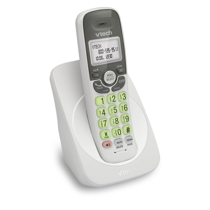 [New] VTech VG131 DECT 6.0 Cordless Phone - Bluetooth Connection, Blue-White Display, Big Buttons, Full Duplex Speakerphone, Caller ID,Easy Wall Mount, 1000ft Range (White/Grey) Caller ID + Bluetooth White