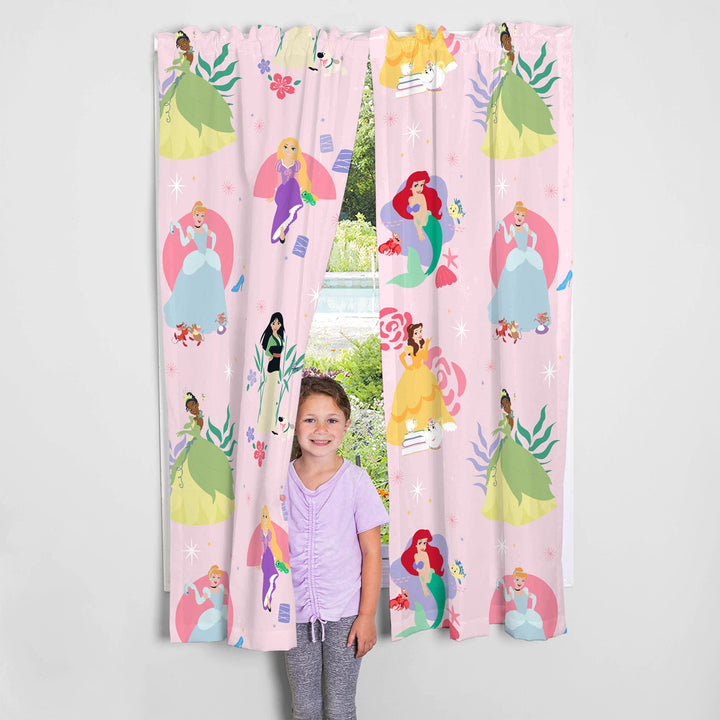 Disney Princess Kids Room Window Curtains Drapes Set, 82 in x 63 in, "Official" Disney Product By Franco Disney Princess