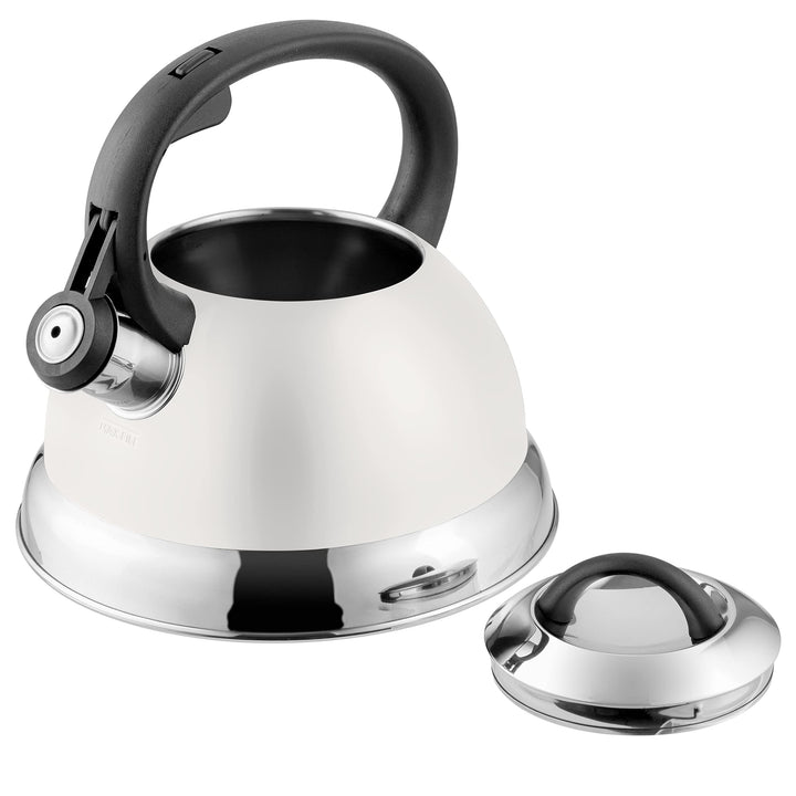 Mr. Coffee Flintshire Stainless Steel Whistling Tea Kettle w/Nylon Handle, 1.75-Quart, Linen