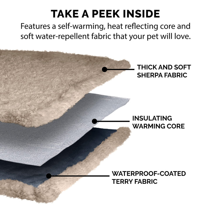 Furhaven Waterproof & Self-Warming Throw Blanket for Dogs & Indoor Cats, Washable & Reflects Body Heat - Soft-Edged Terry & Sherpa Dog Blanket - Cozy Denim, Large Blanket - Soft Edged Terry & Sherpa (Cozy Denim) Self-Warming & Waterproof