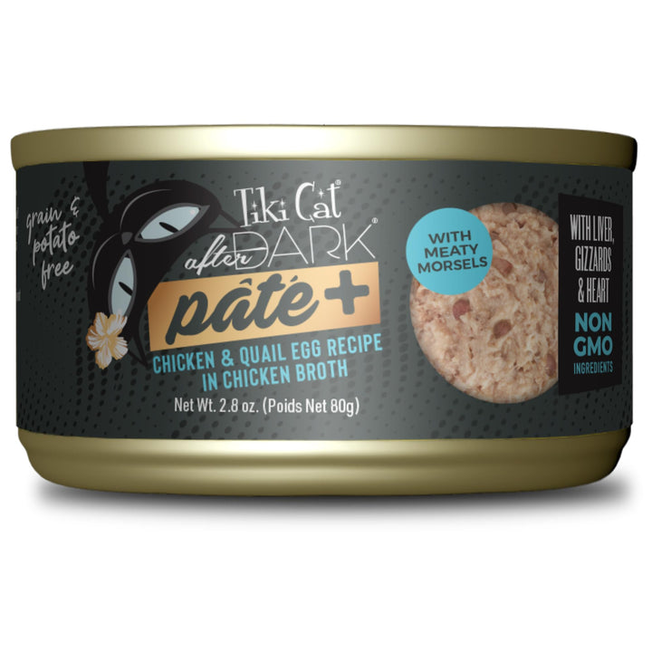 Tiki Cat After Dark Pate+, Chicken & Duck, High-Protein and 100% Non-GMO Ingredients, Wet Cat Food for Adult Cats, 5.5 oz. Cans (Pack of 8) 2.75 Pound (Pack of 1)