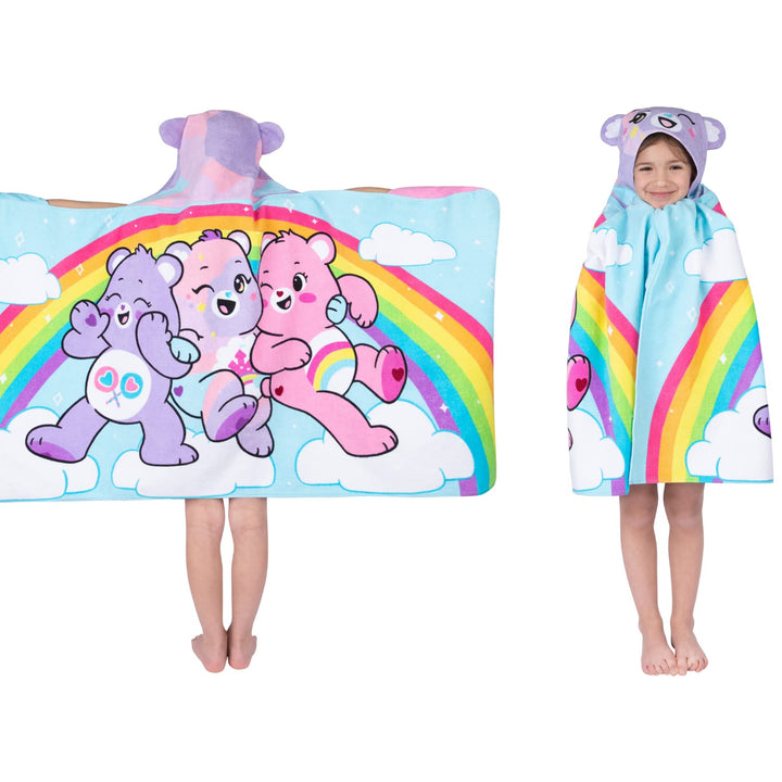 Care Bears Bath/Pool/Beach Soft Cotton Terry Hooded Towel Wrap, 24 in x 50 in, By Franco Kids Care Bears