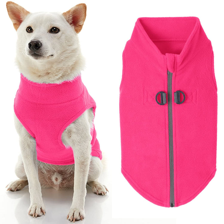 Gooby Zip Up Fleece Dog Sweater - Pink, Large - Warm Pullover Fleece Step-in Dog Jacket with Dual D Ring Leash - Winter Small Dog Sweater - Dog Clothes for Small Dogs Boy and Medium Dogs Large chest (~20")