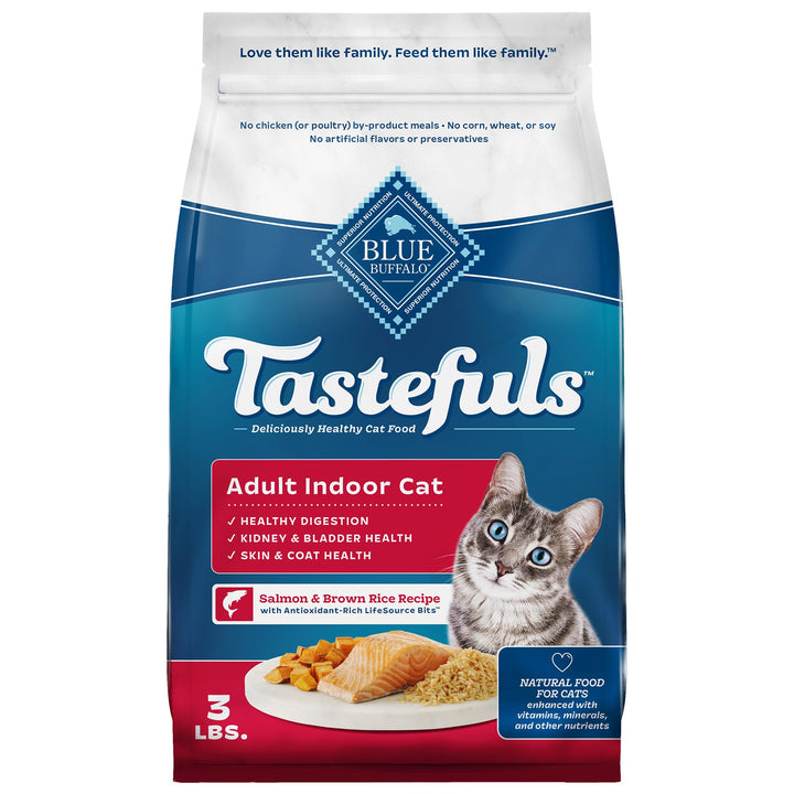 Blue Buffalo Tastefuls Natural Dry Food for Adult Indoor Cats, Chicken & Brown Rice Recipe, 10-lb. Bag 10 Pound (Pack of 1)