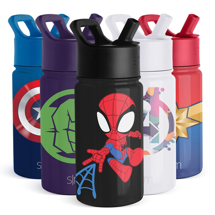 Simple Modern Spiderman Kids Water Bottle with Straw Lid | Marvel Insulated Stainless Steel Reusable Tumbler Gifts for School, Toddlers, Boys | Summit Collection | 14oz, Spidey Kid