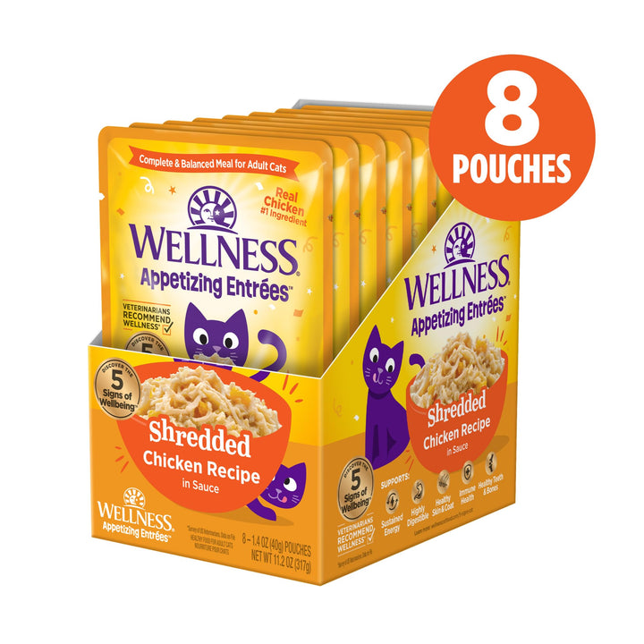 Wellness® Appetizing Entrées™ Mousse Chicken Recipe Infused with Broth Natural Wet Cat Food, 1.4 oz Pouch (Pack of 8) Chicken Mousse 1.4 Ounce (Pack of 8)