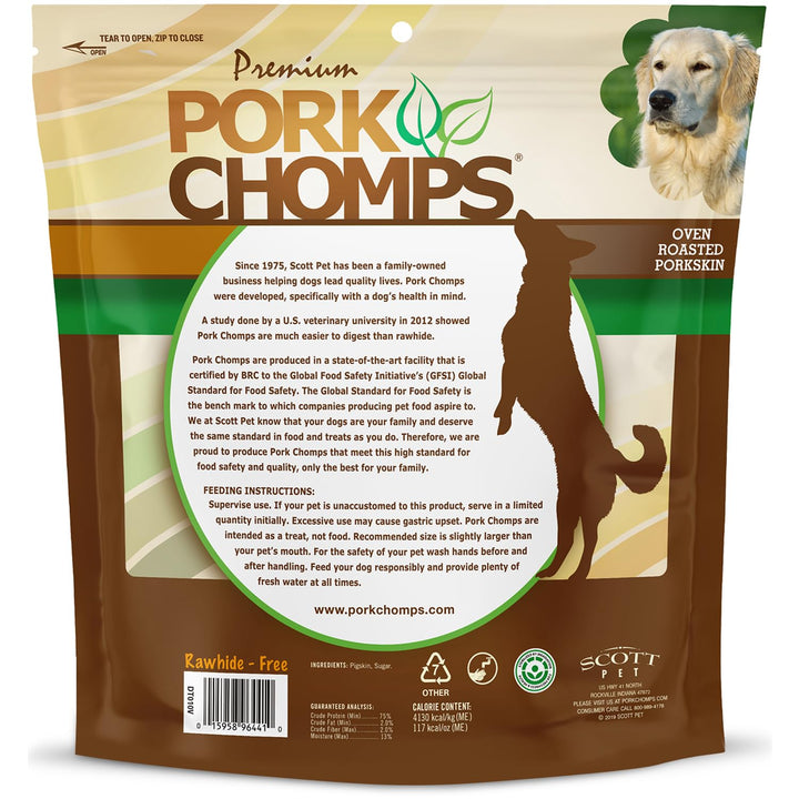 Pork Chomps Baked Pork Skin Dog Chews, 6-inch Twists, Real Chicken Wrap, 4 Count 4 Count (Pack of 1)