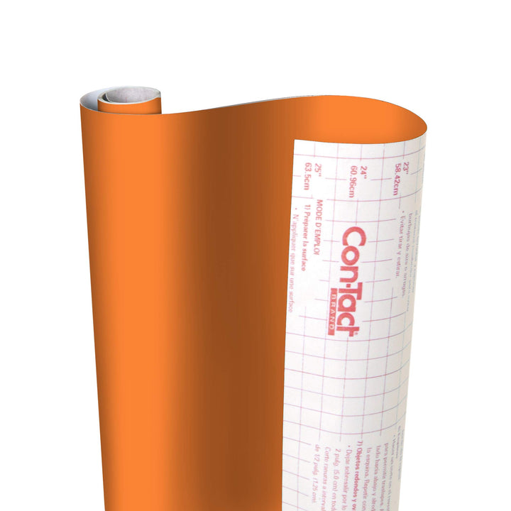 Con-Tact Brand Creative Covering, Self-Adhesive Shelf Liner, Multi-Purpose Vinyl Roll, Easy to Use and Apply, 18'' x 9', Orange 18" x 9'