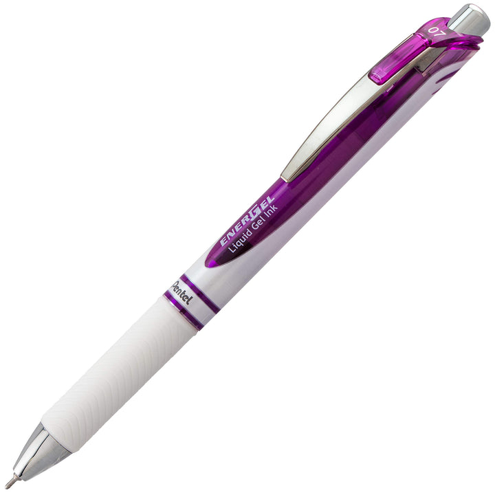 Pentel Gel Ink Pen, Pearl Retractable Gel Pen, (0.7mm) Medium Point, Needle Tip, Violet Ink, 12 pack (BLN77PW-V)