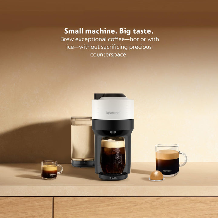 Nespresso Vertuo Pop+ Coffee and Espresso Maker by Breville with Milk Frother, Coconut White Machine + Frother