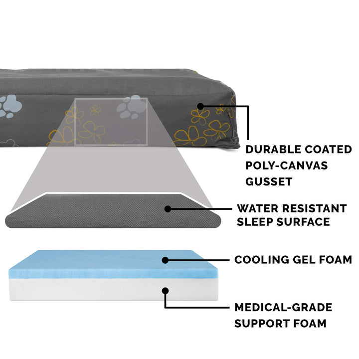 Furhaven Water-Resistant Cooling Gel Dog Bed for Small Dogs w/ Removable Washable Cover, For Dogs Up to 20 lbs - Indoor/Outdoor Garden Print Mattress - Iron Gate, Small Water-Resistant Garden Print (Iron Gate) Small (Pack of 1) Cooling Gel Foam