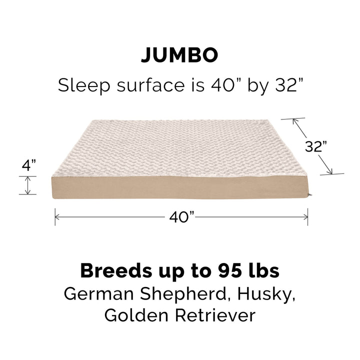 Furhaven Replacement Dog Bed Cover Ultra Plush Faux Fur & Suede Mattress, Machine Washable - Cream, Jumbo (X-Large)