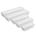 Oggi Set of 5 Clear Drawer Organizers - (1) 3x6.25, (2) 3x9.5, (2) 3x12.5 - Ideal for Organizing Kitchen Drawers, Office, Desk, Silverware, Kitchen Utensils, Cosmetics and Bathrooms