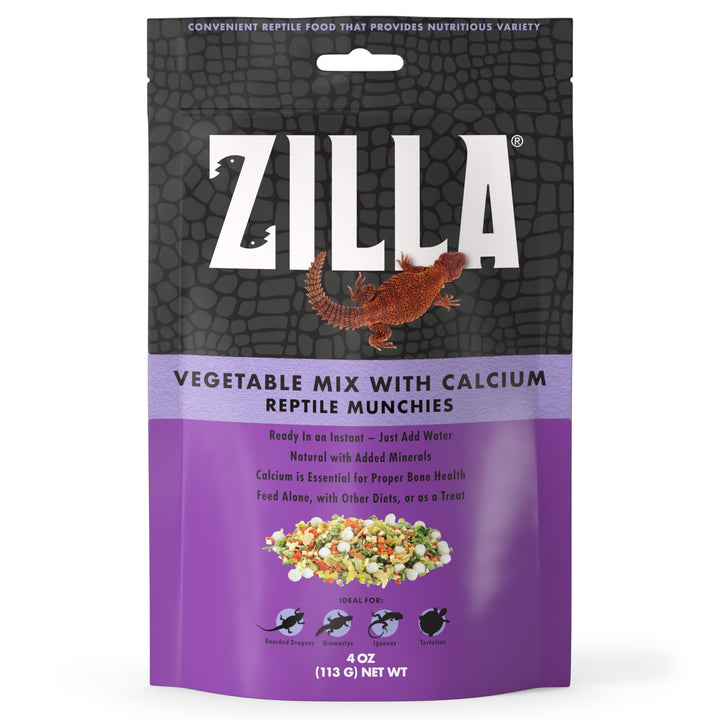 Zilla Reptile Food Munchies Vegetable Mix With Calcium, 4-Ounce Standard Packaging