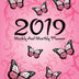 2019 Weekly And Monthly Planner:: Pink Butterfly Tribal Background Design For Girls - Full 12 Month Planner With Daily And Weekly Notes Including Holidays - Full Year from 2019 to 2020 Calendar.