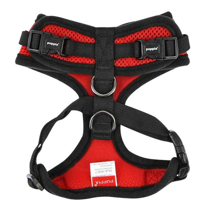 Authentic Puppia RiteFit Harness with Adjustable Neck, Red, Medium