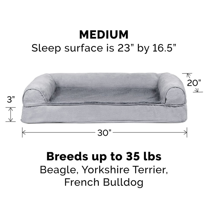 Furhaven Replacement Dog Bed Cover Plush & Suede Sofa-Style, Machine Washable - Gray, Medium