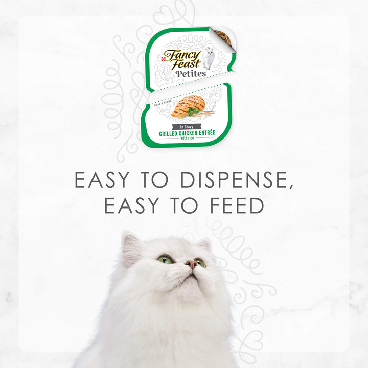 Purina Fancy Feast Petites Gourmet Gravy Wet Cat Food, Petites Grilled Chicken With Rice Entree - (Pack of 12) 2.8 oz. Tubs