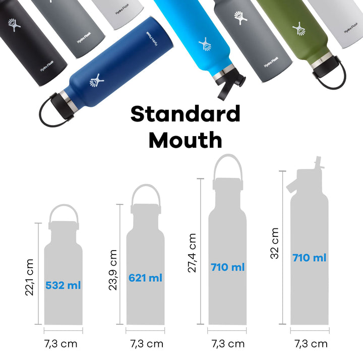 Hydro Flask Stainless Steel Standard Mouth Water Bottle with Flex Cap and Double-Wall Vacuum Insulation 18 Oz Agave