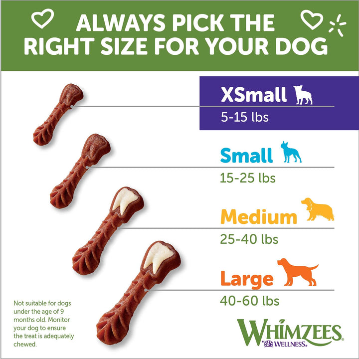 WHIMZEES by Wellness Brushing Dental Chews For Dogs, Grain-Free, Long Lasting Treats, Freshens Breath Extra Small Breed, 48 Count 48 Count (Pack of 1) Standard Pack