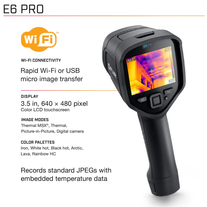 FLIR E6 Pro - Commercial Thermal Imaging Camera with Wifi. High Resolution Infrared Cameara with FLIR Ignite Cloud E6 Pro WiFi