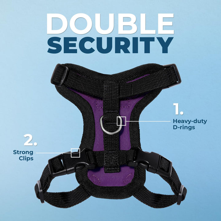 Voyager Step-in Lock Pet Harness - All Weather Mesh, Adjustable Step in Harness for Cats by Best Pet Supplies - Purple/Black Trim, XXS