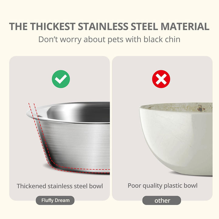 Fluffydream Elevated Dog Bowls,[Prevention of Vertebrae Disease] Non-Slip Dog Bowl with Stainless Steel Bowl,High Capacity Dog Food Bowls,Colorful Raised Dog Bowls for Medium/Small Size Dogs M (540ML / 2 Cups) DarkBlack