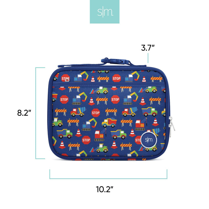 Simple Modern Kids Lunch Box for School | Reusable Insulated Lunch Bag for Toddler, Girl, and Boy | Meal Containers with Exterior & Interior Pockets | Hadley Collection | Under Construction Polyester -Under Construction