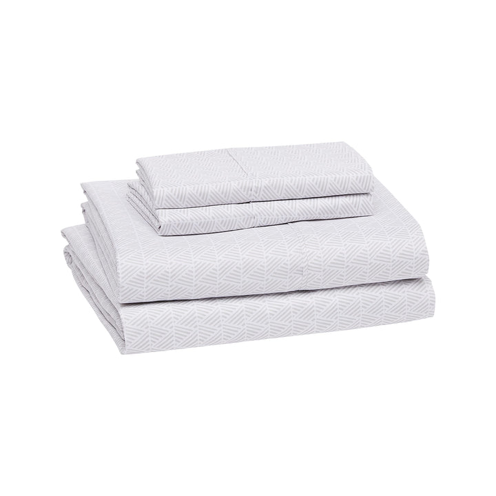 Basics Lightweight Super Soft Easy Care Microfiber 3 Piece Sheet Set with 14" Deep Pockets, Twin, Gray Arrows, Printed