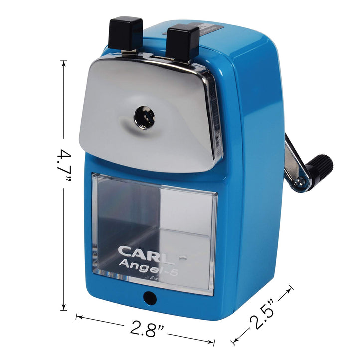 Carl Angel-5 Manual Pencil Sharpener with Metal Table Mount. Quiet for The Classroom, Home & Office, Black (CUI19018)