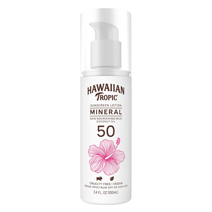 Hawaiian Tropic Mineral Skin Nourishing Milk Sunscreen SPF 50, 3.4oz | Sun Milk, Zinc Oxide Sunscreen, Mineral Sunblock, Oxybenzone Free Sunscreen, Travel Size Sunscreen, 3.4oz 3.4 Fl Oz (Pack of 1)