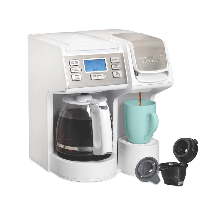 Hamilton Beach FlexBrew Trio 2-Way Coffee Maker, Compatible with K-Cup Pods or Grounds, Combo, Single Serve & Full 12c Pot, Black - Fast Brewing (49902) Black, Fast Brewing, Removable Reservoir