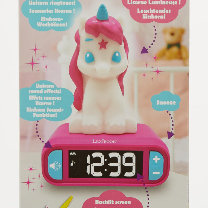 Lexibook - Unicorn Digital Alarm Clock for Kids with Night Light, Snooze and Unicorn Sound Effects, Childrens Clock, Luminous Unicorn, Pink Colour - RL800UNI