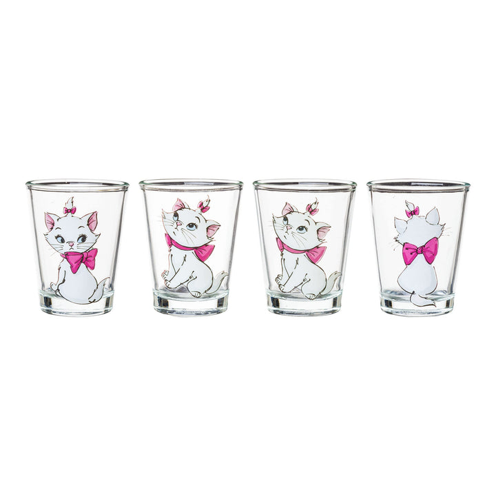 Silver Buffalo Aristocats Marie Poses 4-Pack Mini Glass Set, 1.5 Ounces