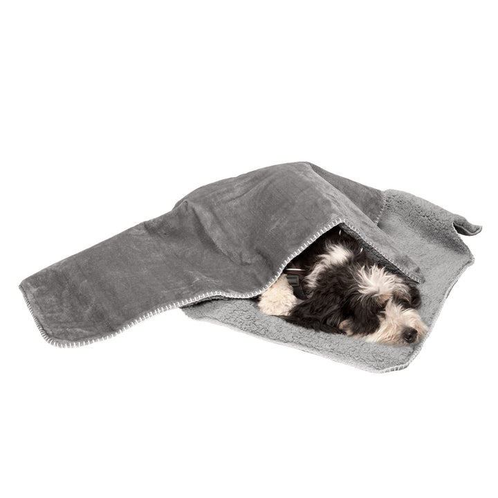 Furhaven Waterproof & Self-Warming Throw Blanket for Dogs & Indoor Cats, Washable & Reflects Body Heat - Terry & Sherpa Dog Blanket - Silver Gray, Large Blanket - Terry & Sherpa (Silver Gray) Self-Warming & Waterproof
