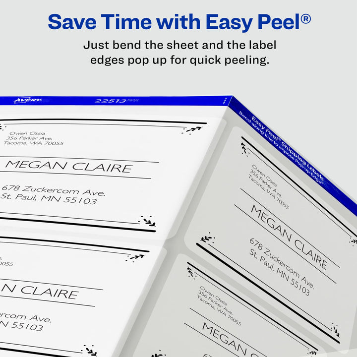 Avery Printable Shipping Labels with Sure Feed, 2" x 4", Matte Clear, 250 Blank Mailing Labels (8663) 1 Pack