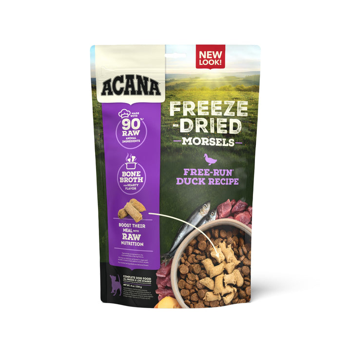 ACANA Freeze Dried Dog Food & Topper, Grain Free High Protein Free-Run Duck Recipe, 8oz