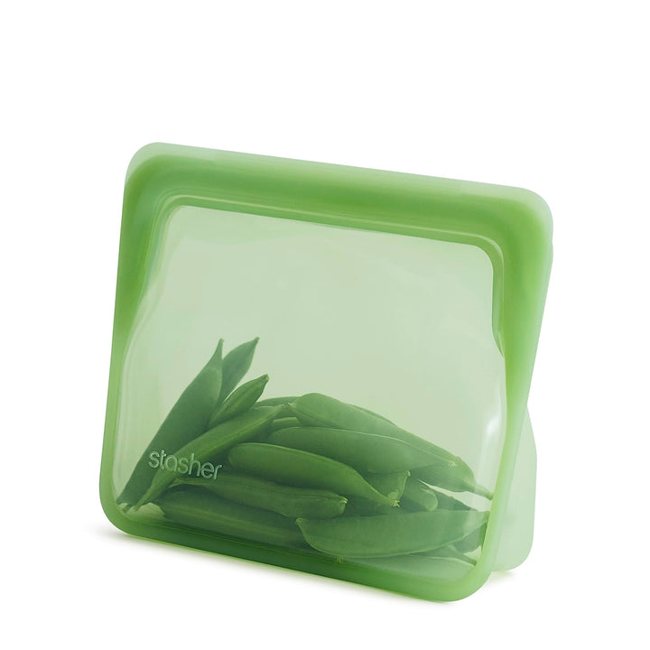 Stasher Platinum Silicone Food Grade Reusable Storage Bag, Green (Stand-Up Mini) | Reduce Single-Use Plastic | Cook, Store, Sous Vide, or Freeze | Leakproof, Dishwasher-Safe, Eco-friendly | 28 Oz