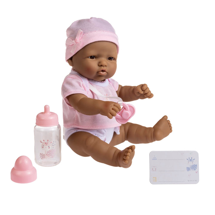 JC Toys - La Newborn Nursery | 7 Piece Baby Doll Gift Set | 12" Life-Like Hispanic Doll with Accessories | Purple | Ages 2+ (18347) Pink Hispanic