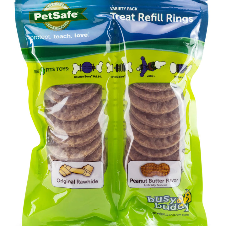 PetSafe Treat Rings for Busy Buddy Dog Toys - Easy to Digest - Interactive Toy Refills for Aggressive Chewers - Stimulating Puppy Supplies - Eases Stress - 24 Rings - Size C - Original/Peanut Butter 0.43 Ounce (Pack of 24)