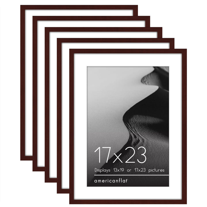 Americanflat 12x16 Picture Frame with Polished Plexiglass - Set of 5 - Use as 8.5x11 Frame with Mat or 12x16 Frame Without Mat - Galleria Collection - Gallery Wall Frame Set for Wall Display - White