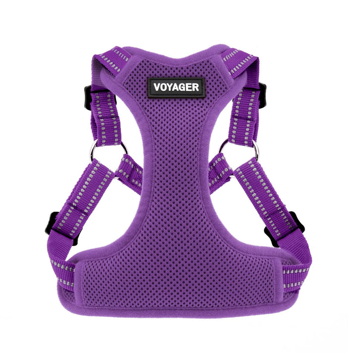 Best Pet Supplies Voyager Adjustable Dog Harness with Reflective Stripes for Walking, Jogging, Heavy-Duty Full Body No Pull Vest with Leash D-Ring, Breathable All-Weather - Harness (Purple), M Harness (Purple) M (Chest: 17 - 21")