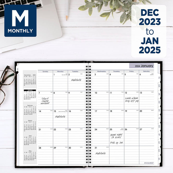 AT-A-GLANCE 2024 Monthly Planner, DayMinder, 8" x 11-3/4", Large, Monthly Tabs, Hardcover, Black (G470H0024) 2024 Old Edition