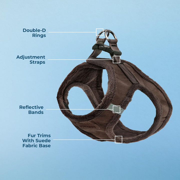 Voyager Step-In Plush Dog Harness  Soft Plush, Step In Vest Harness for Small and Medium Dogs by Best Pet Supplies - Harness (Chocolate Suede), M (Chest: 16 - 18")